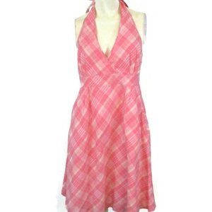 Vineyard Vines Pink Plaid Halter Dress 6 8